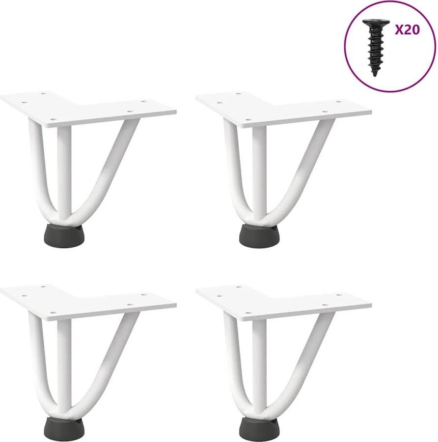 VidaXL Haarnadelpoten voor Salontafel 4 st 10 cm massief staal wit