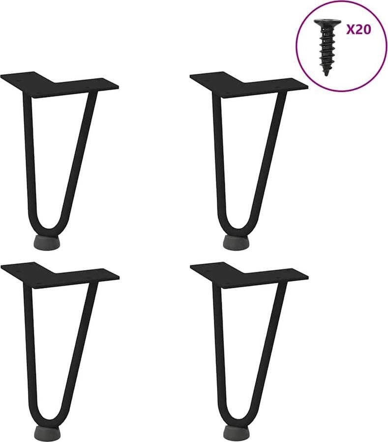 VidaXL Haarnadelpoten voor Salontafel 4 st 20 cm massief staal zwart