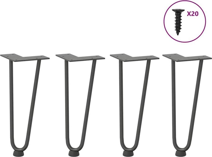 VidaXL Haarnadelpoten voor Salontafel 4 st 30 cm massief staal antracietkleurig