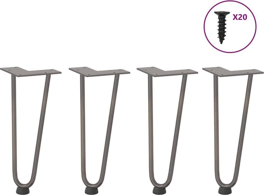 VidaXL Haarnadelpoten voor Salontafel 4 st 30 cm massief staal naturel
