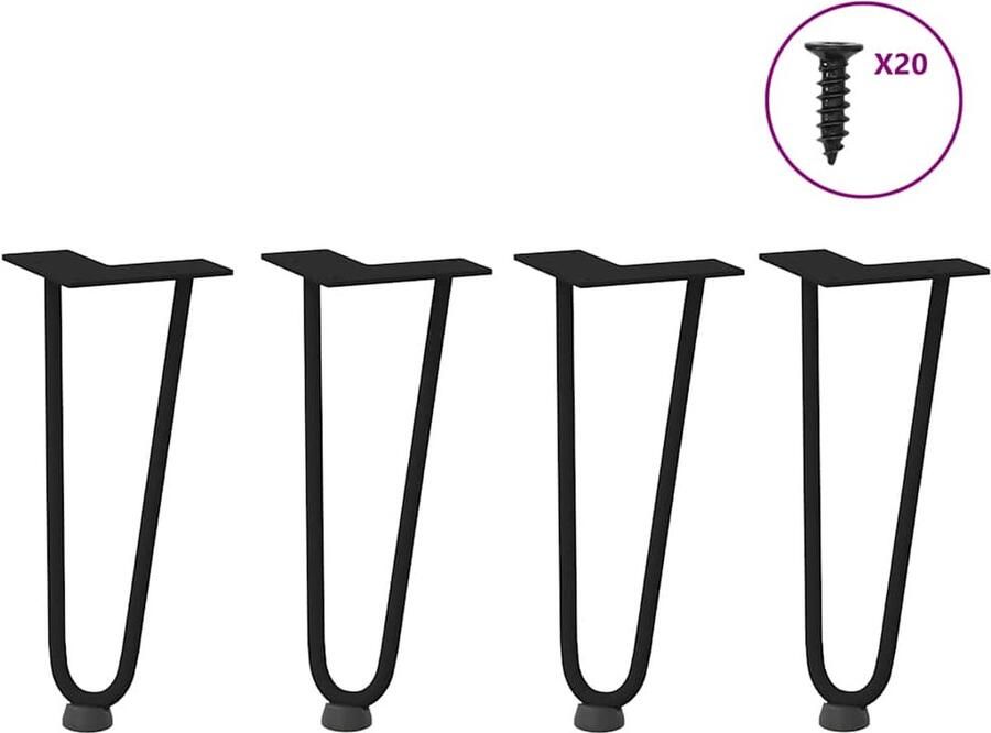 VidaXL Haarnadelpoten voor Salontafel 4 st 30 cm massief staal zwart