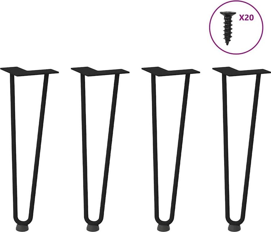 VidaXL Haarnadelpoten voor Salontafel 4 st 42 cm massief staal zwart