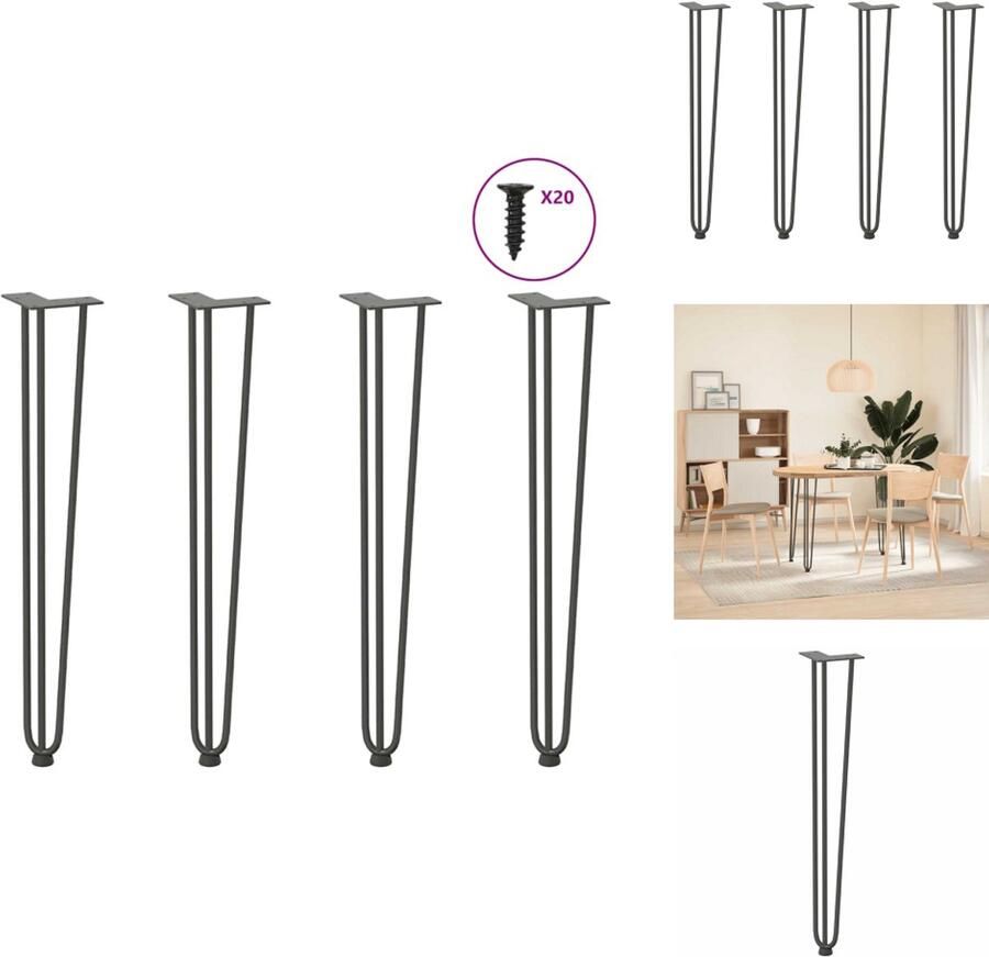 VidaXL Haarspeld Tafelpoot Haarspeld Tafelpoten Haarspeldpoot Salontafelpoot Haarspeld tafelpoten 4 st 72 cm massief staal antracietkleurig