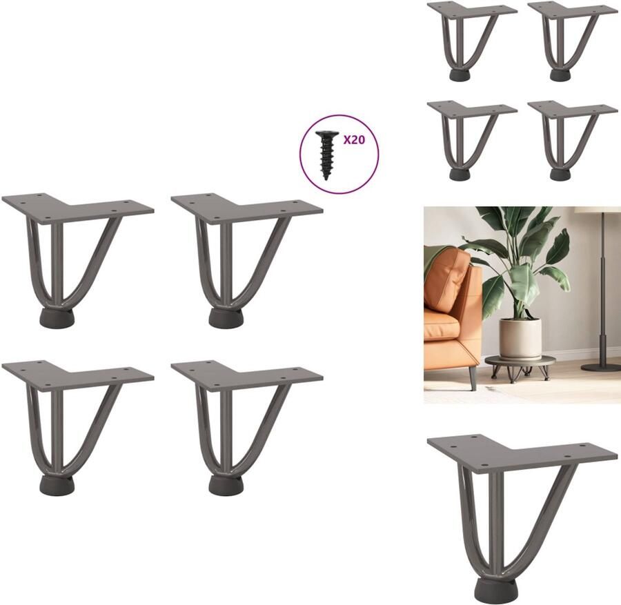 VidaXL Haarspeld Tafelpoot Haarspeld Tafelpoten Haarspeldpoot Salontafelpoot Haarspeld tafelpoten 4 st 10 cm massief staal naturel