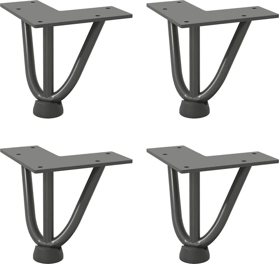 VidaXL Haarspeld tafelpoten 10 cm Massief staal Haarspeld Tafelpoten Tafellaar Potten Metalen Tafelpoten Zwarte Tafelpoten Vintage Tafelpoten