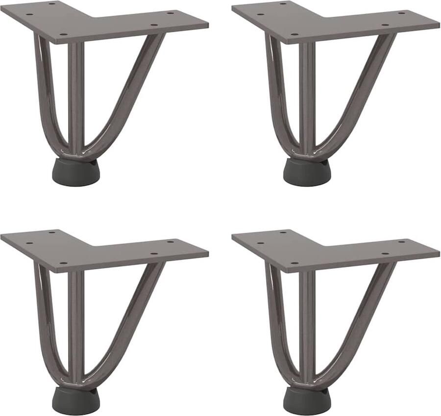 VidaXL Haarspeld Tafelpoten 10 cm Massief Staal Haarspeld Tafelpoten Industrieel Design Metalen Tafelpoten Zwart Tafelpoten Naturel