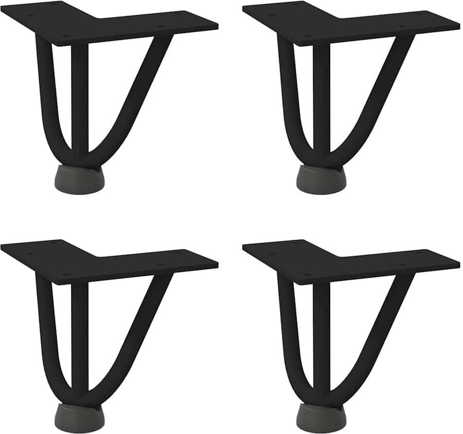 VidaXL Haarspeld tafelpoten 10 cm Set van 4 Zwart Haarspeld Tafelpoten Zwart Metalen Tafelpoten Vintage Tafelpoten Industriële Tafelpoten
