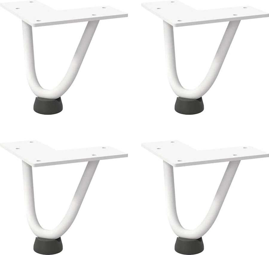 VidaXL Haarspeld tafelpoten 10 cm Wit 4 stuks Haarspeld Tafelpoten Wit Staal Tafelpoten Vintage Tafelpoten Industriële Tafelpoten