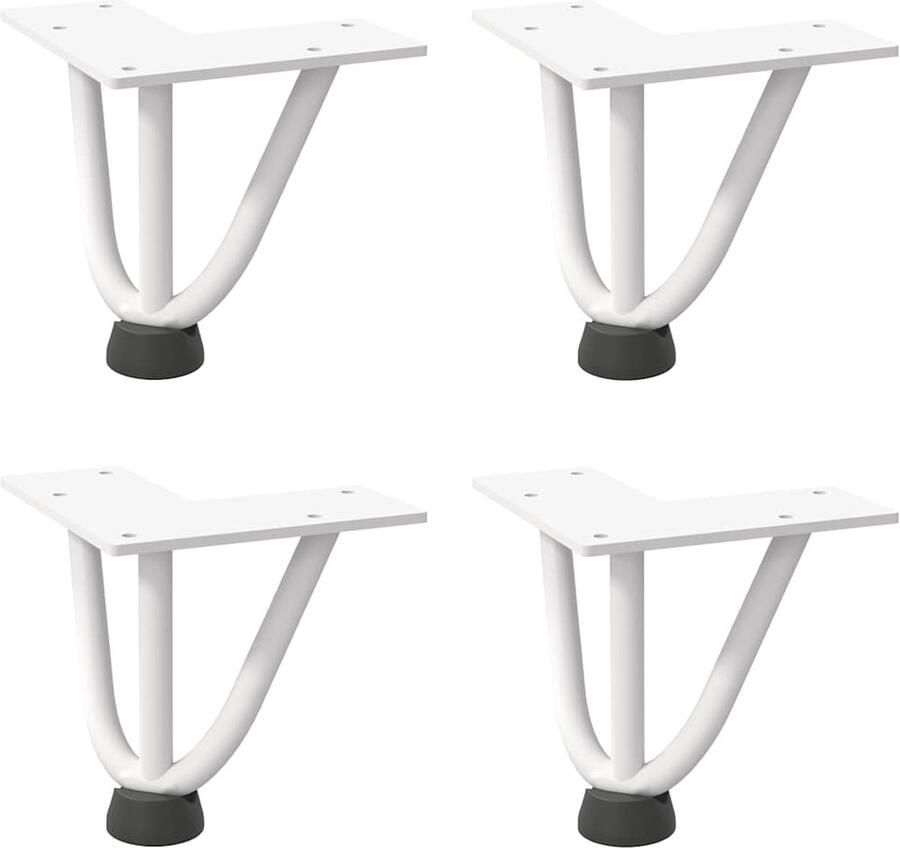 VidaXL Haarspeld tafelpoten 10 cm wit staal 4 stuks Haarspeld Tafelpoten Salontafelpoten Metalen Tafelpoten Witte Tafelpoten