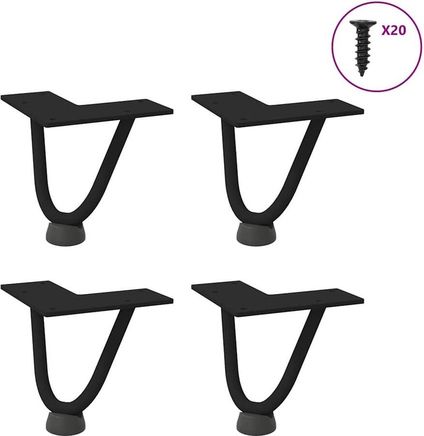 VidaXL Haarspeld tafelpoten 10 cm Zwart Staal Haarspeld Tafelpoten Zwart Metalen Tafelpoten Vintage Tafelpoten Industrieel Tafelpoten