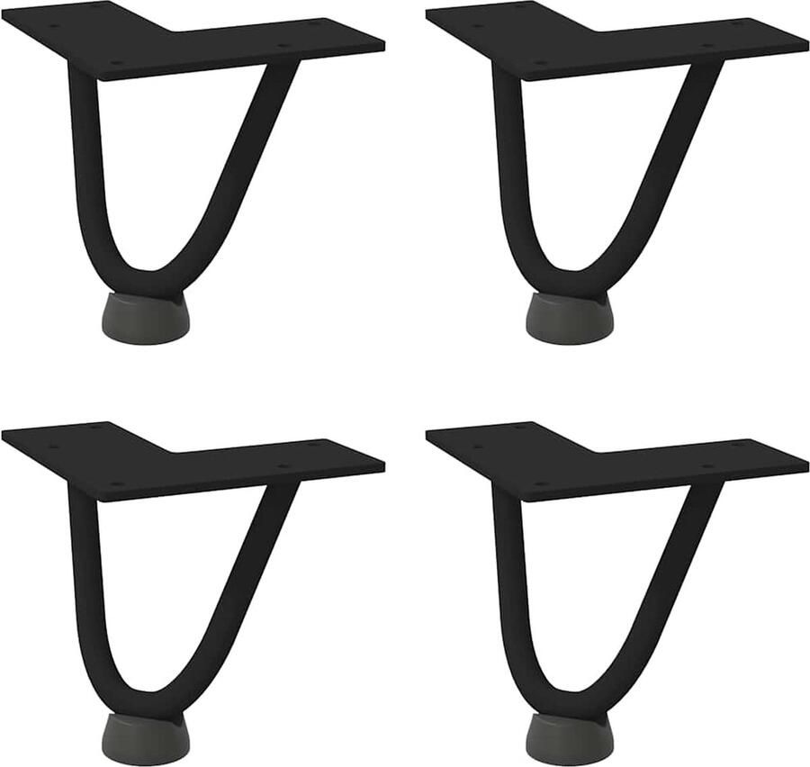 VidaXL Haarspeld tafelpoten 10 cm Zwart Staal Haarspeld Tafelpoten Zwart Metalen Tafelpoten Vintage Tafelpoten Industrieel Tafelpoten - Foto 2