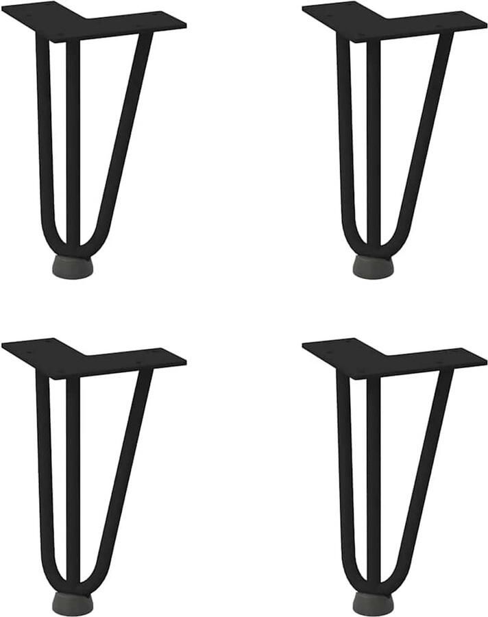 VidaXL Haarspeld tafelpoten 20 cm Set van 4 Staal Haarspeld Tafelpoten Salontafel Potten Tafelpoten Zwart Metalen Tafelpoten Industrieel Tafelpoten