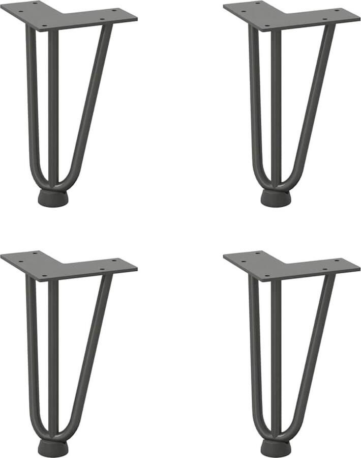 VidaXL Haarspeld Tafelpoten 20cm Staal Antraciet Haarspeld Tafelpoten Salontafel Potten Metalen Tafelpoten Industrieel Onderstel Zwarte Tafelpoten - Foto 2