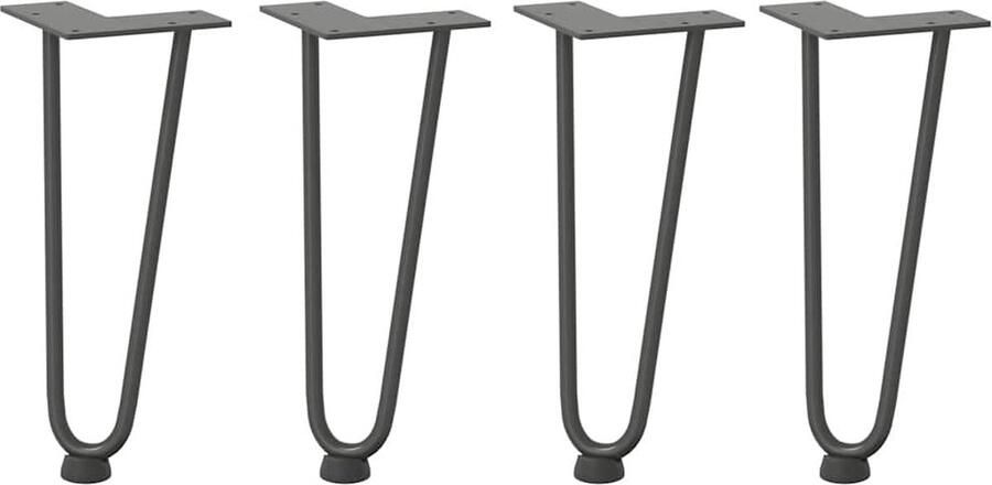 VidaXL Haarspeld tafelpoten 30 cm 4 stuks Antraciet Haarspeld Tafelpoten Tafellaar Potten Metalen Tafelpoten Zwarte Tafelpoten Vintage Tafelpoten