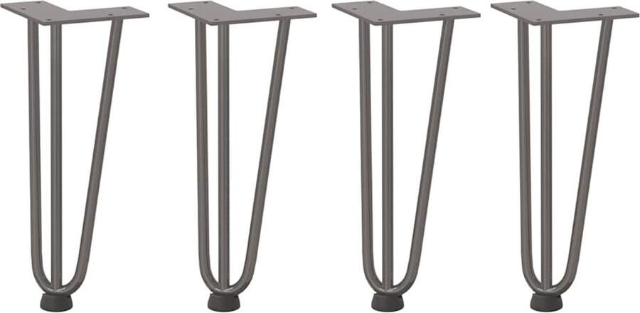 VidaXL Haarspeld tafelpoten 30 cm Massief staal Haarspeld Tafelpoten Staal Industriële Tafelpoten Vintage Tafelpoten Modern Tafelpoten