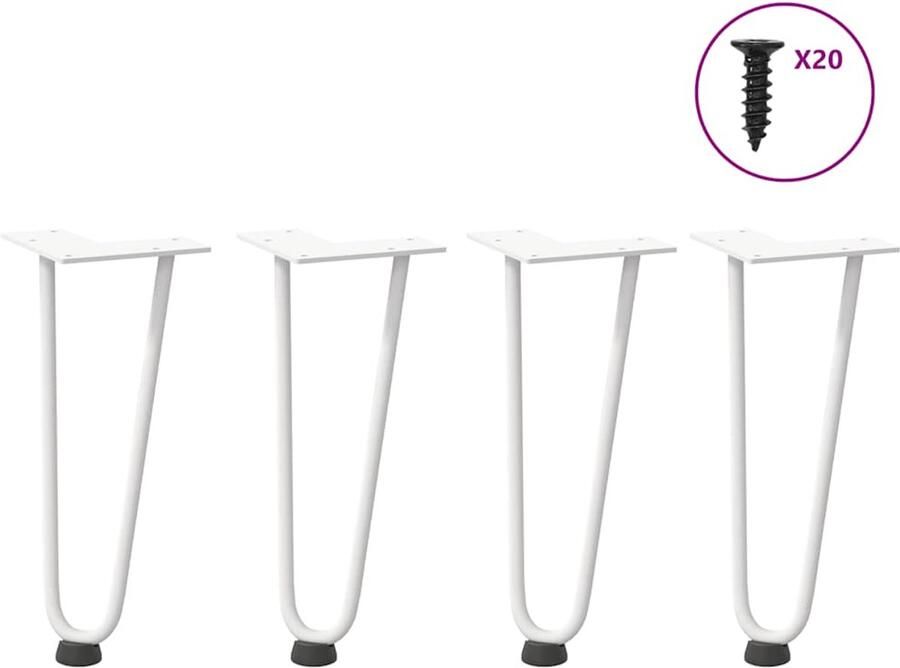 VidaXL Haarspeld tafelpoten 30 cm massief staal wit Haarspeld Tafelpoten Salontafel Potten Tafelpoten Modern Metalen Tafelpoten Witte Tafelpoten