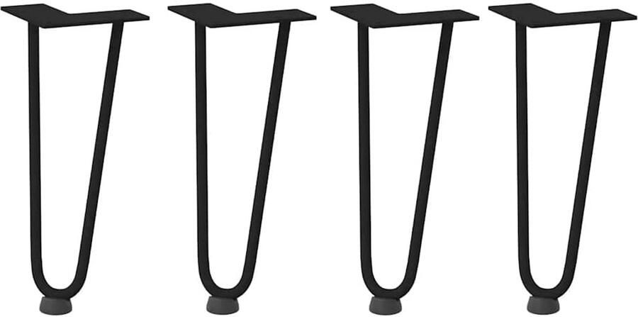 VidaXL Tafelpoten Zwart Haarspeld Tafelpoten Haarnadelpoten voor Salontafel 4 st 30 cm massief staal zwart Metalen Tafelpoten Industrieel Tafellaar Vintage Tafelpoten - Foto 2