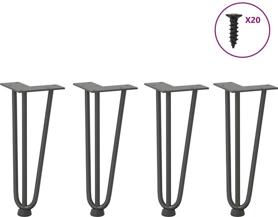 VidaXL Haarspeld tafelpoten 30 cm Staal 4 stuks Haarspeld Tafelpoten Tafelstijlen Moderne Tafellampen Metalen Tafelpoten Zwarte Tafelpoten