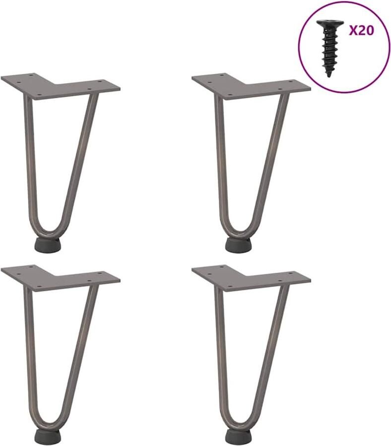 VidaXL Haarspeld Tafelpoten 4 stuks 20cm Staal Haarspeld Tafelpoten Metalen Tafelpoten Vintage Tafelpoten Industriële Tafelpoten