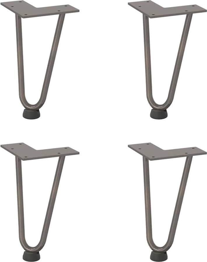 VidaXL Haarspeld Tafelpoten 4 stuks 20cm Staal Haarspeld Tafelpoten Metalen Tafelpoten Vintage Tafelpoten Industriële Tafelpoten - Foto 2