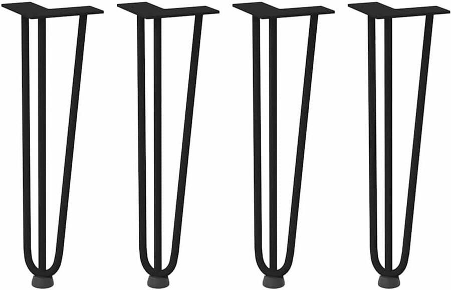 VidaXL Haarspeld tafelpoten 42 cm 4 stuks Zwart Haarspeld Tafelpoten Zwart Moderne Tafelpoten Industriële Tafelpoten Metalen Tafelpoten