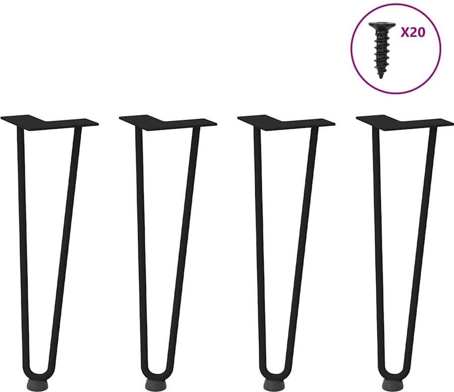 VidaXL Haarspeld tafelpoten 42 cm massief staal Haarspeld Tafelpoten Zwarte Tafelpoten Metalen Tafelpoten Industrieel Onderstel Salontafeltje Poten
