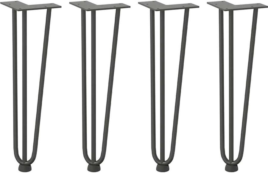 VidaXL Haarspeld tafelpoten 42 cm Set van 4 Antraciet Haarspeld Tafelpoten Industrieel Metalen Tafelpoten Zwarte Tafelpoten Vintage Tafelpoten - Foto 2