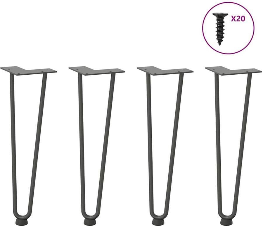 VidaXL Haarspeld tafelpoten 42 cm staal antraciet Haarspeld Tafelpoten Tafelstellen Metalen Tafelpoten Zwarte Tafelpoten Industriële Tafelpoten