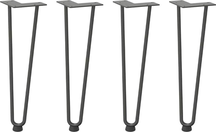 VidaXL Haarspeld tafelpoten 42 cm staal antraciet Haarspeld Tafelpoten Tafelstellen Metalen Tafelpoten Zwarte Tafelpoten Industriële Tafelpoten - Foto 2