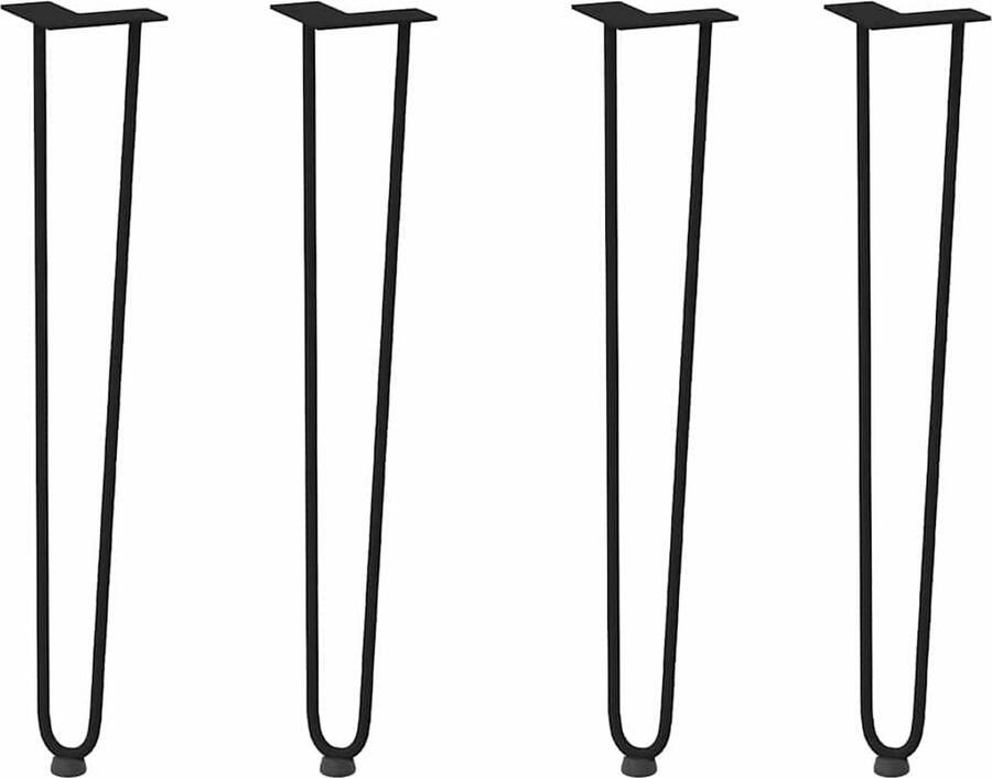 VidaXL Haarspeld tafelpoten 72 cm 4 stuks Zwart Haarspeld Tafelpoten Zwart Industriële Tafelpoten Metalen Tafelpoten Vintage Tafelpoten