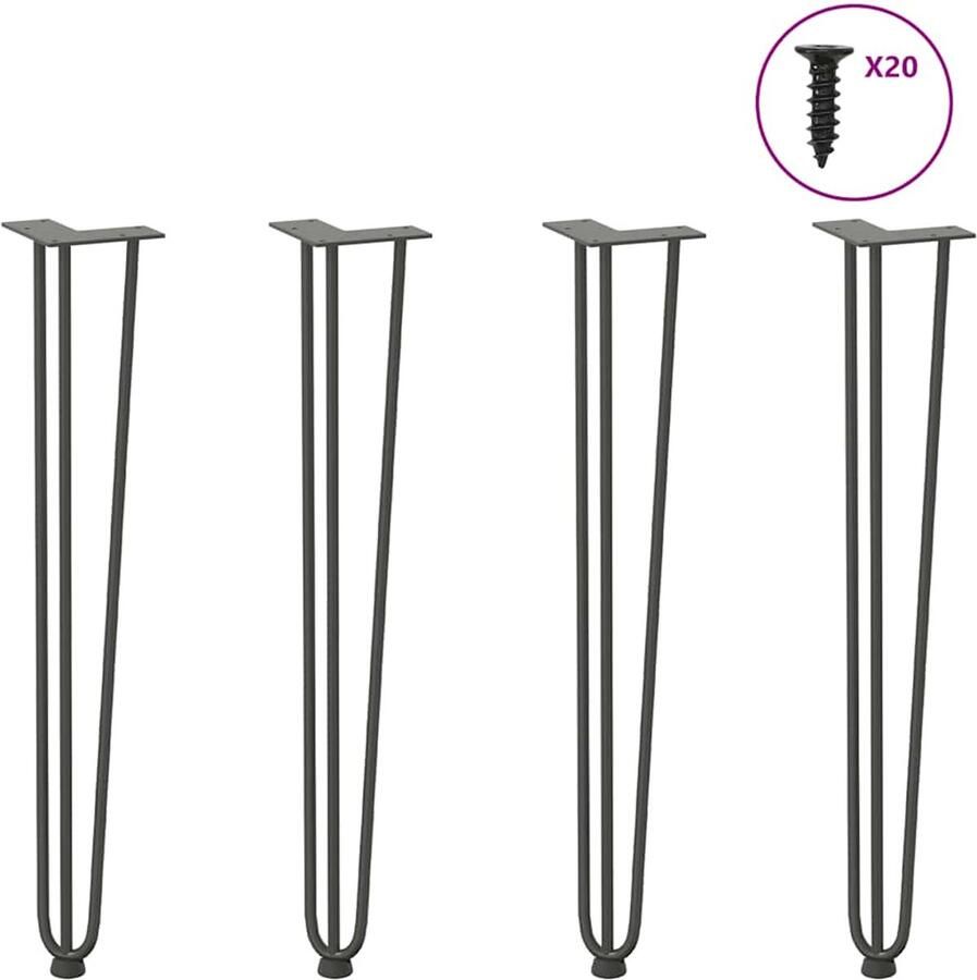 VidaXL Haarspeld tafelpoten 72 cm Staal Antraciet Haarspeld Tafelpoten Tafelstijlen Moderne Tafellampen Metalen Tafelpoten Industriële Tafelpoten