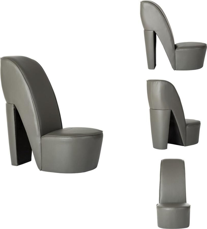 VidaXL Hakstoel Hakstoelen Pumpstoel Pumpstoelen Hakstoel kunstleer grijs