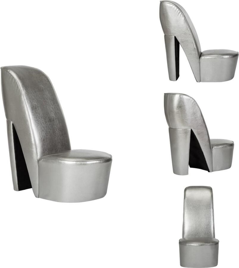 VidaXL Hakstoel Hakstoelen Pumpstoel Pumpstoelen Hakstoel kunstleer zilverkleurig