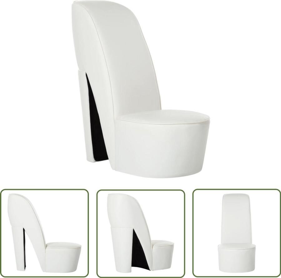 VidaXL Hakstoel Kunstleer Wit 43x82 5x85 5 cm Hakstoel Lounge Chair Pumpschoen Fauteuil Unieke Stoel Witte Stoel Kunstleder Meubilair Trendy Salontafel Party Furniture Feest Decoratie
