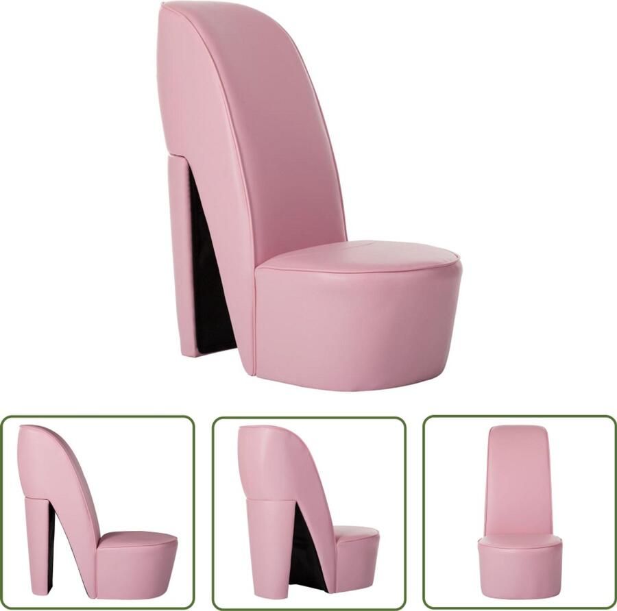 VidaXL Hakstoel roze kunstleer stijlvol en uniek Hakstoel Pumpstoel Lounge Chair Roze Fauteuil Kunstleder Meubilair Trendy Stoel