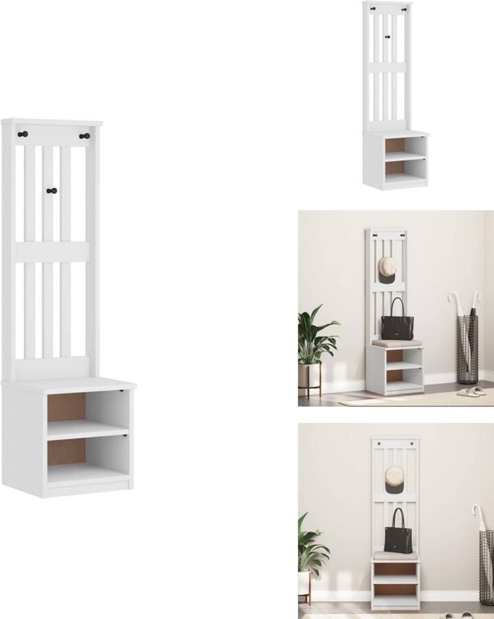 VidaXL Hal Boom Hal Bomen Gang Bank Gang Kast Halboom SANDENS wit 45x40x159 5 cm massief grenenhout - Foto 2