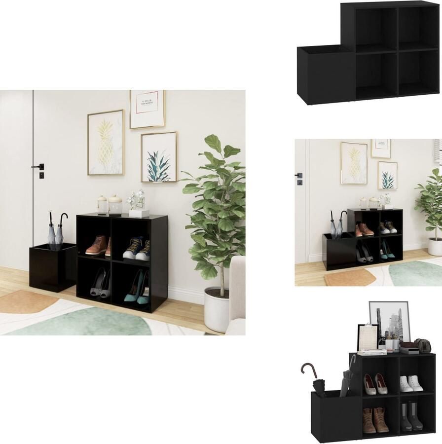 VidaXL Hal Schoenenkast Hal Schoenenkasten Schoenen Opberger Schoenen Opbergers Opbergkast 105x35 5x70 cm bewerkt hout zwart