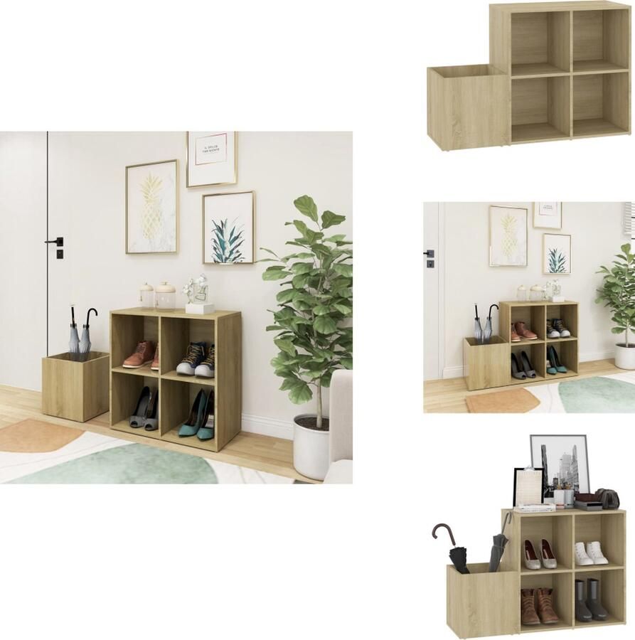 VidaXL Hal Schoenenkast Hal Schoenenkasten Schoenen Opberger Schoenen Opbergers Opbergkast 105x35 5x70 cm bewerkt hout sonoma eikenkleurig