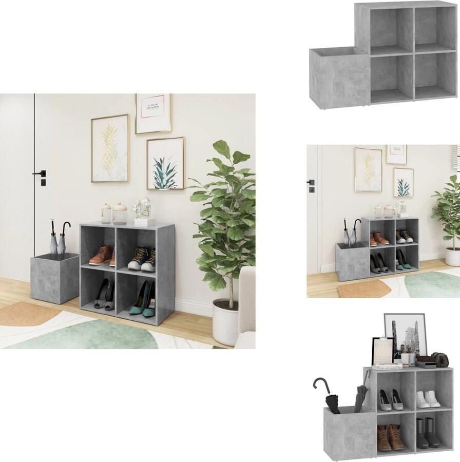 VidaXL Hal Schoenenkast Hal Schoenenkasten Schoenen Opberger Schoenen Opbergers Opbergkast 105x35 5x70 cm bewerkt hout betongrijs