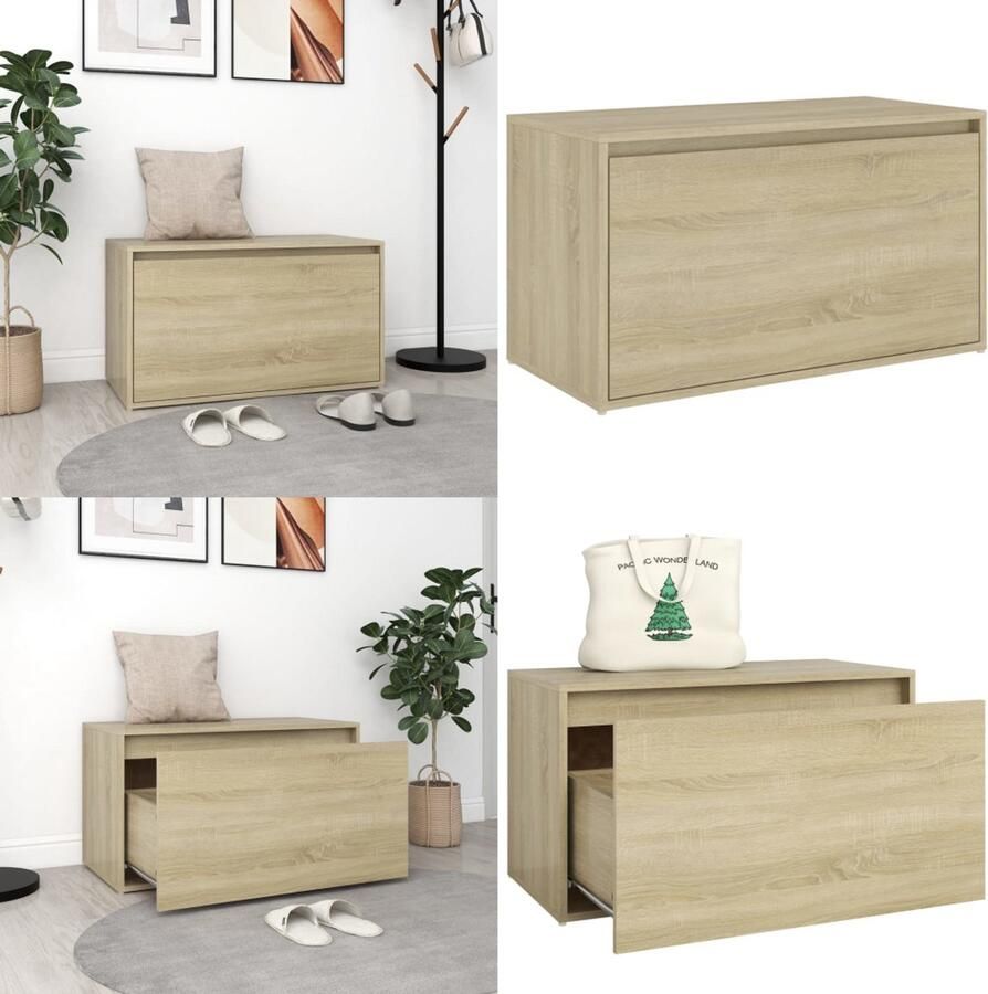 VidaXL Halbank 80x40x45 cm bewerkt hout sonoma eikenkleurig Halbank Halbanken Gangbank Opbergbank