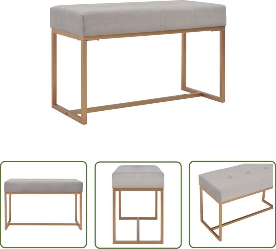 The Living Store Fluweel Halbank 80 x 36 x 45 cm Grijs Polyester- 100% Fluwelen Bank Halbank Zithoekbank Grijze Bank Design Bank - Foto 2