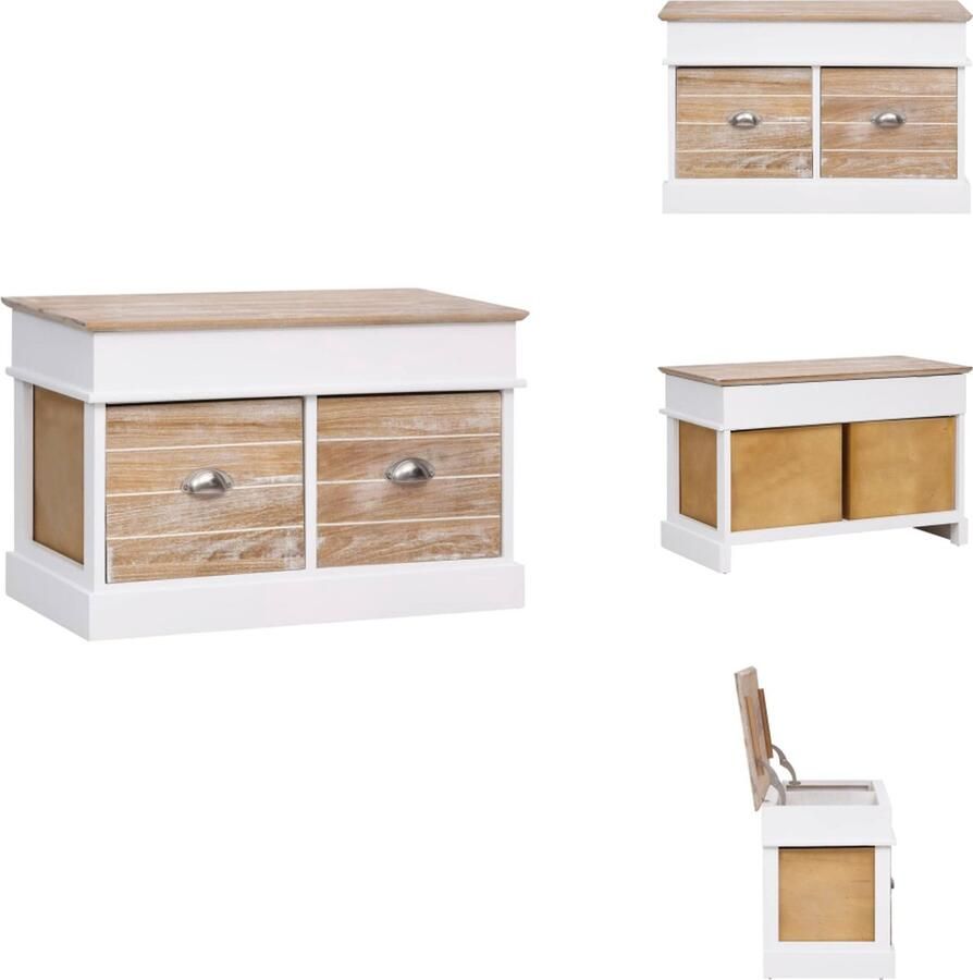 VidaXL Halbank Halbanken Bankje Bankjes Halbank 70x35x45 cm paulowniahout - Foto 2