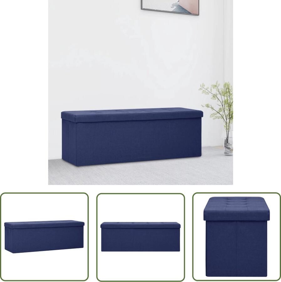 The Living Store Opbergbank Halbank 110 x 38 x 38 cm Blauw Opbergbank Halbank Blauwe Bank Bankstel Meubels Voor Woonkamer - Foto 2