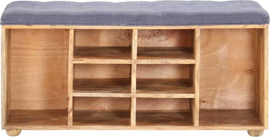 VidaXL Halbankje Mangohout 100x35x47 cm 8 vakken Halbank Halbanken Schoenenbank Schoenenbanken