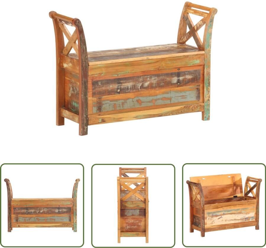 VidaXL Halbankje 103x33x72 cm Gerecycled Hout Halbank Vintage Meubels Industriële Woonstijl Gerecycled Hout Donkere Bruine Meubelen Bankstel Salontafel Kastdeur Opbergruimte Woonaccessoires Landelijke Stijl Designmeubilair