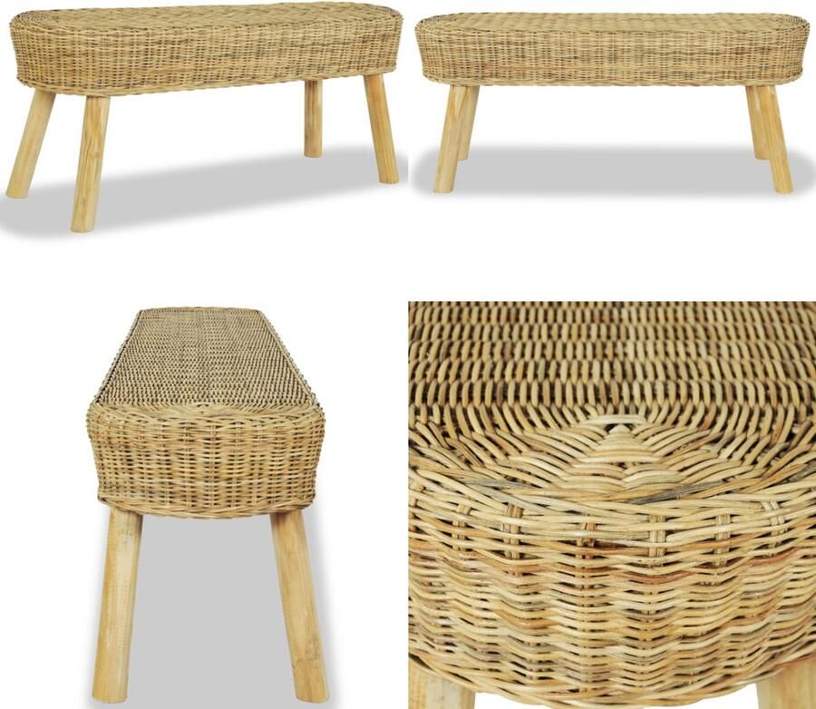 VidaXL Halbankje 110x35x45 cm natuurlijk rattan Gangbank Gangbanken Gang Bank Gang Banken