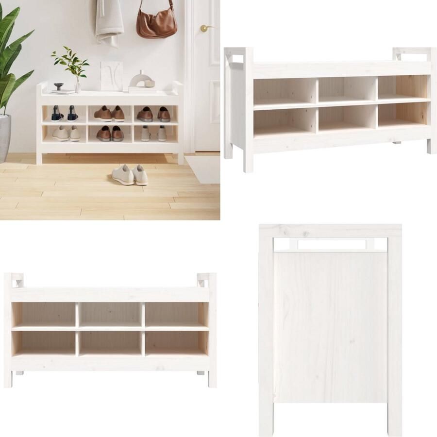 VidaXL Halbankje 110x40x60 cm massief grenenhout wit Halbankje Halbankjes Bankje Gangbankje