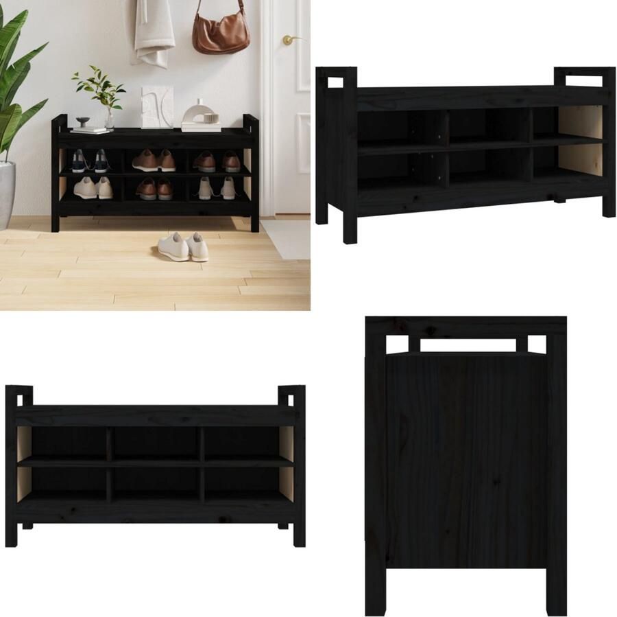 VidaXL Halbankje 110x40x60 cm massief grenenhout zwart Halbankje Halbankjes Bankje Gangbankje