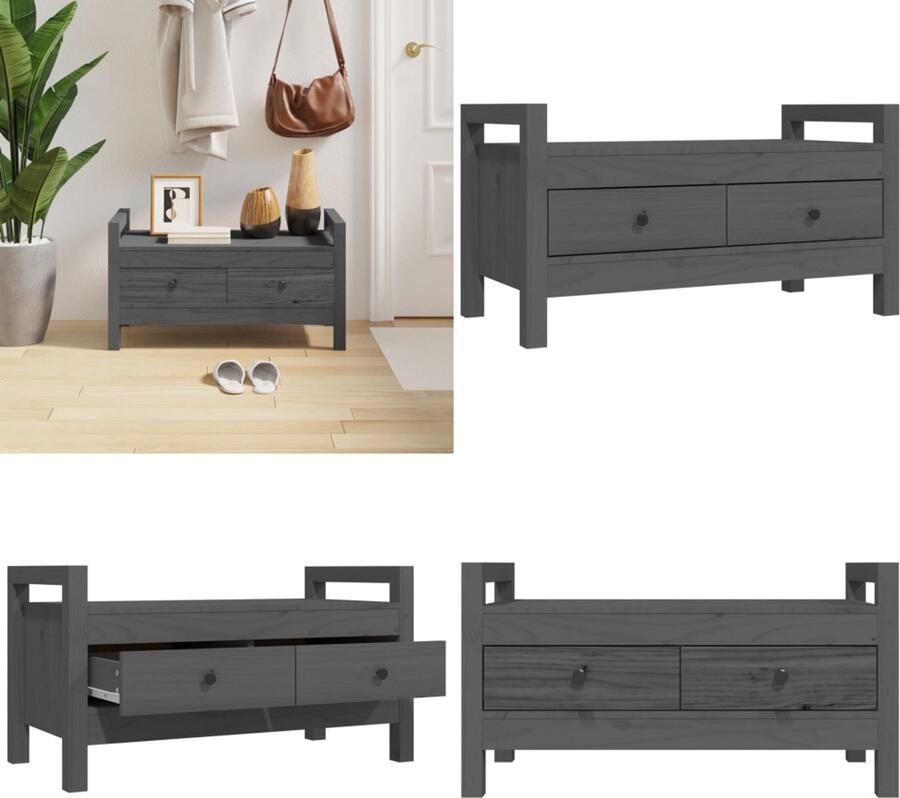 VidaXL Halbankje 80x40x43 cm massief grenenhout grijs Halbankje Halbankjes Bankje Gangbankje