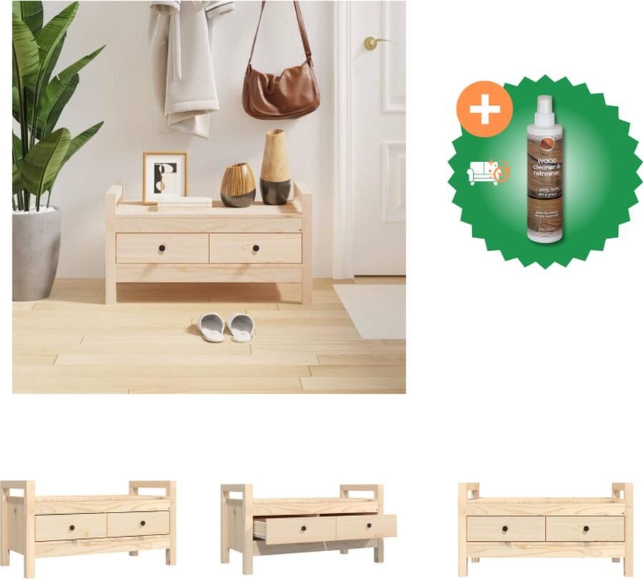 VidaXL Halbankje 80x40x43 cm massief grenenhout Hocker Inclusief Houtreiniger en verfrisser